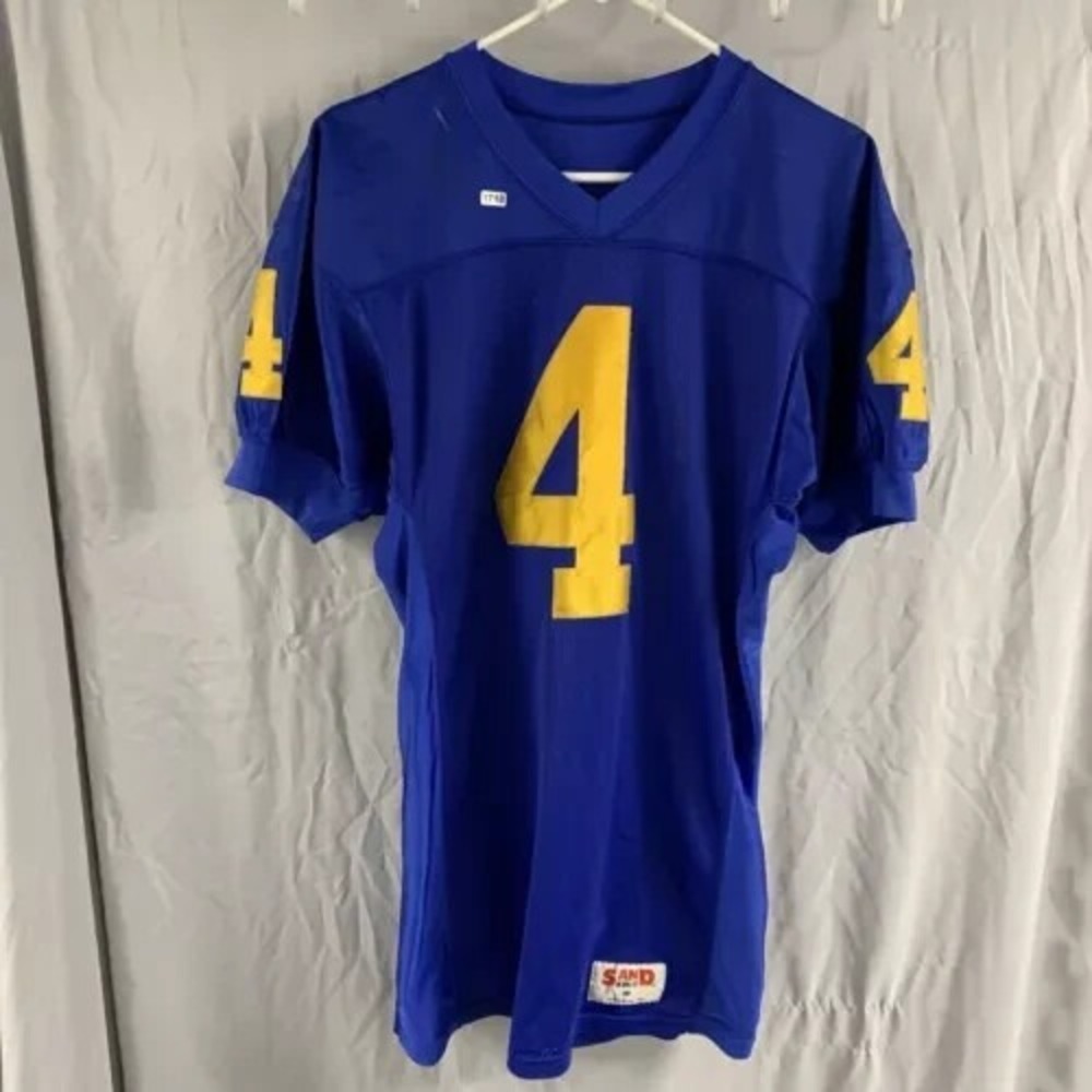 Vintage Sand Knit Jersey Adult Medium Blue Short Sleeve #4 NFL 90s Men's